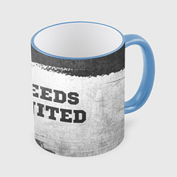 Кружка 3D Leeds United - white gradient по-горизонтали, цвет: 3D-небесно-голубой кант