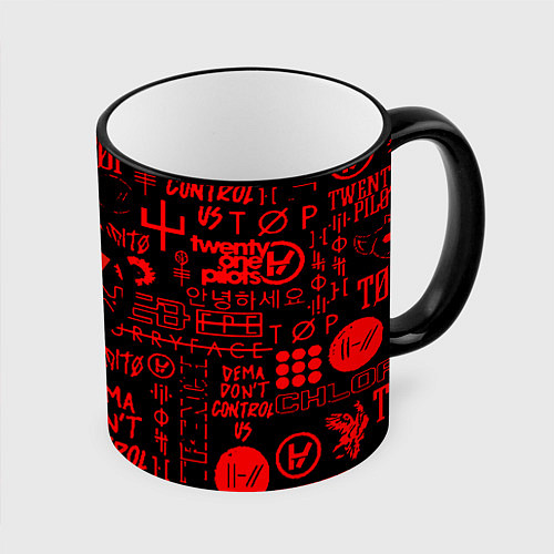 Кружка цветная Twenty one pilots pattern rock steel / 3D-Черный кант – фото 1