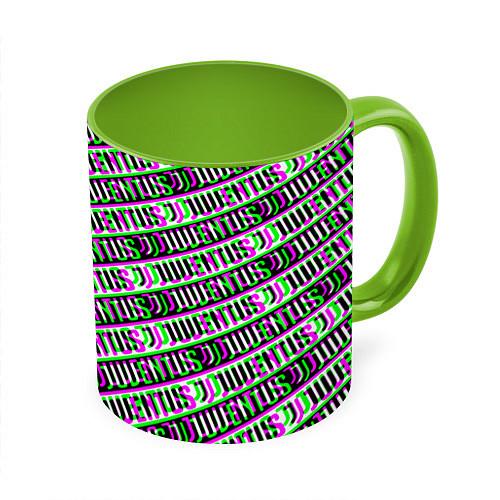 Кружка цветная Juventus glitch pattern / 3D-Белый + светло-зеленый – фото 1