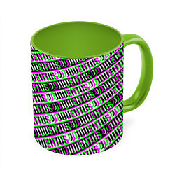 Кружка 3D Juventus glitch pattern, цвет: 3D-белый + светло-зеленый