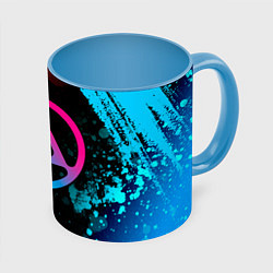 Кружка 3D Linkin Park 2024 - neon gradient, цвет: 3D-белый + небесно-голубой