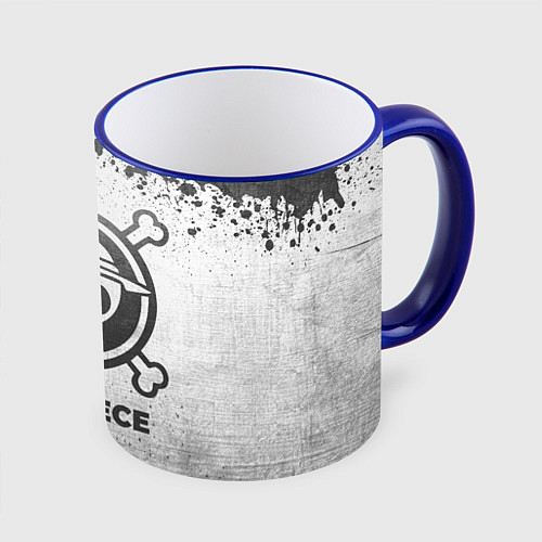 Кружка цветная One Piece - white gradient / 3D-Синий кант – фото 1