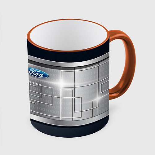 Кружка цветная FORD текстура из метала / 3D-Оранжевый кант – фото 1