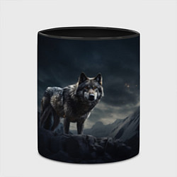 Кружка 3D Волк в горах, цвет: 3D-белый + черный — фото 2