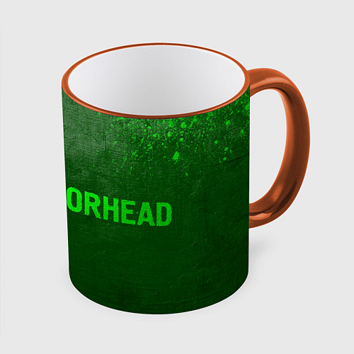 Кружка цветная Motorhead - green gradient по-горизонтали / 3D-Оранжевый кант – фото 1