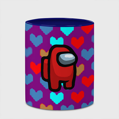 Кружка цветная Among us неоновые сердца / 3D-Белый + синий – фото 2