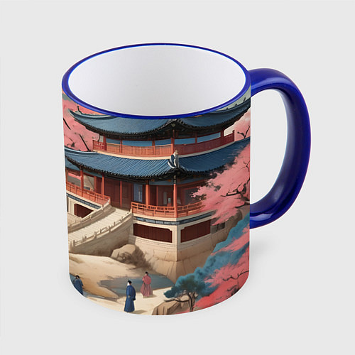Кружка цветная Корея эпоха чосон / 3D-Синий кант – фото 1