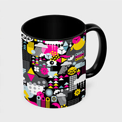 Кружка 3D Цветной абстрактный паттерн, цвет: 3D-белый + черный
