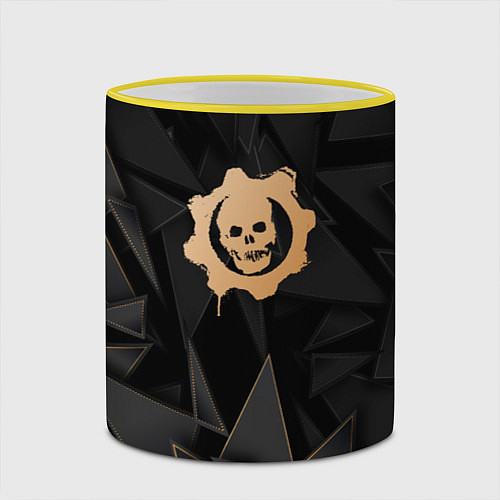 Кружка цветная Gears of War golden poly / 3D-Желтый кант – фото 2