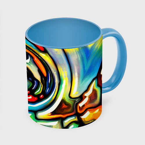Кружка цветная Акварельные краски мозаика / 3D-Белый + небесно-голубой – фото 1