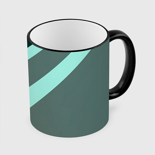Кружка цветная Геометрия из полос / 3D-Черный кант – фото 1