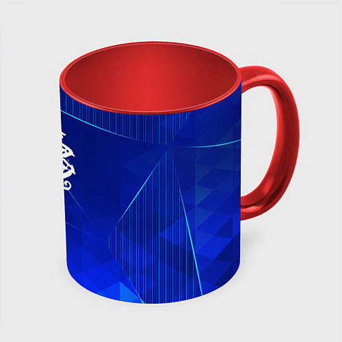 Кружка цветная Nickelback blue poly / 3D-Белый + красный – фото 1