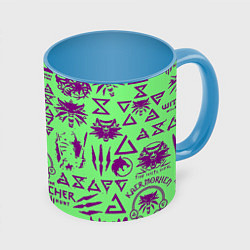 Кружка цветная Ведьмак паттерн логотипы
