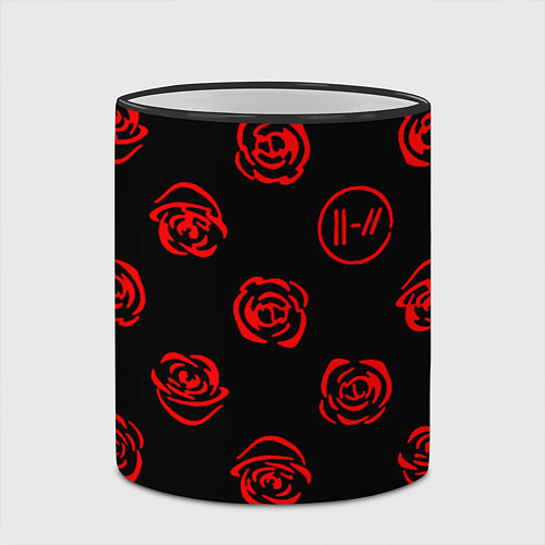 Кружка цветная Twenty one pilots rose pattern / 3D-Черный кант – фото 2