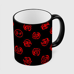 Кружка цветная Twenty one pilots rose pattern