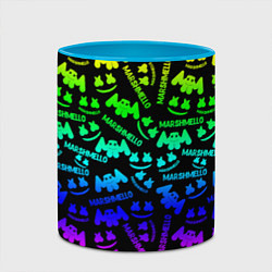 Кружка 3D Marshmello neon steel pattern, цвет: 3D-белый + небесно-голубой — фото 2