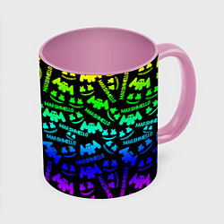 Кружка 3D Marshmello neon steel pattern, цвет: 3D-белый + розовый