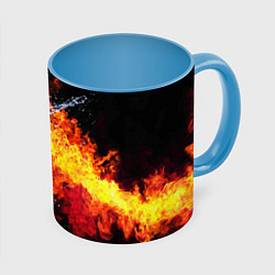 Кружка 3D Столкновения огня и воды, цвет: 3D-белый + небесно-голубой