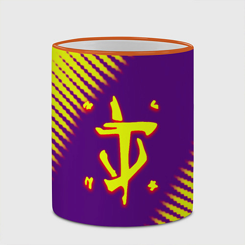Кружка цветная Doom абстракция / 3D-Оранжевый кант – фото 2