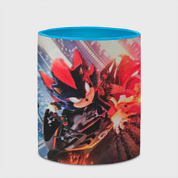 Кружка 3D Ёжик Шэдоу на мотоцикле, цвет: 3D-белый + небесно-голубой — фото 2