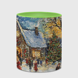 Кружка 3D Новогодние каникулы картина маслом, цвет: 3D-белый + светло-зеленый — фото 2