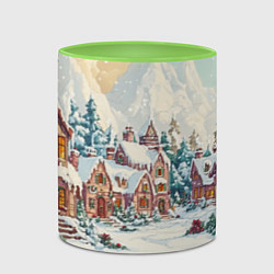 Кружка 3D Сказочный новогодний городок, цвет: 3D-белый + светло-зеленый — фото 2