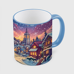 Кружка цветная Снегопад в ночном городе