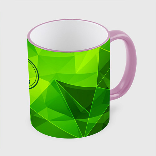 Кружка цветная Saab green poly / 3D-Розовый кант – фото 1