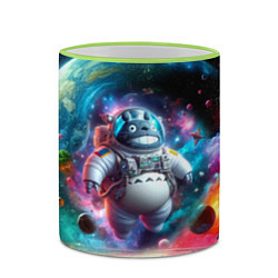 Кружка 3D Astronaut Totoro in neon space - ai art fantasy, цвет: 3D-светло-зеленый кант — фото 2