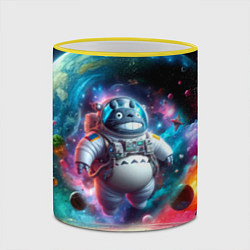 Кружка 3D Astronaut Totoro in neon space - ai art fantasy, цвет: 3D-желтый кант — фото 2