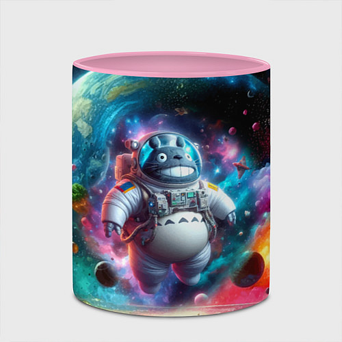 Кружка цветная Astronaut Totoro in neon space - ai art fantasy / 3D-Белый + розовый – фото 2