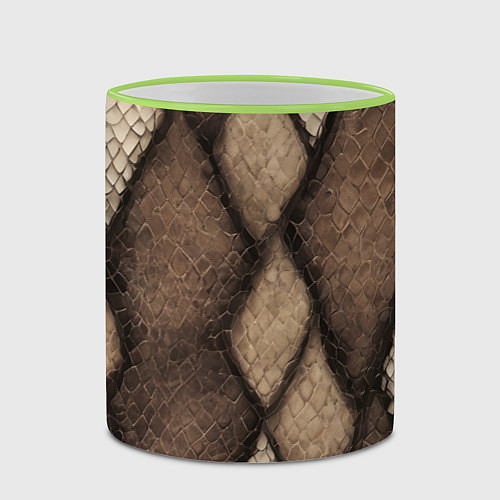 Кружка цветная Кожа змеи ромбы / 3D-Светло-зеленый кант – фото 2