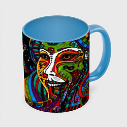 Кружка цветная Оптический узор девушка