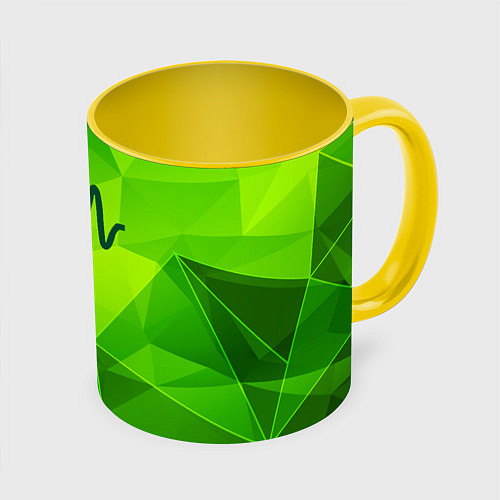 Кружка цветная Arctic Monkeys green poly / 3D-Белый + желтый – фото 1