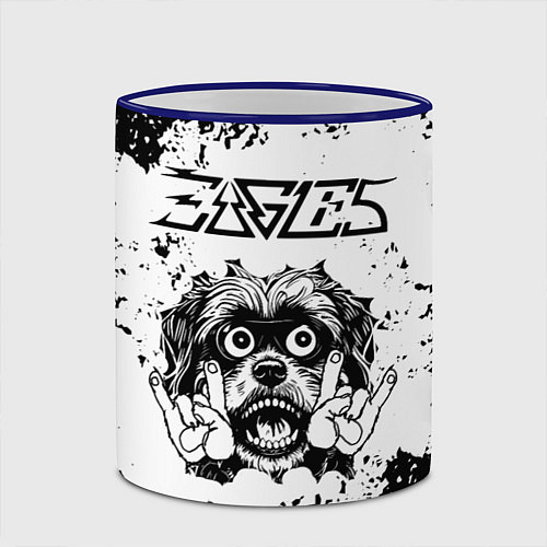 Кружка цветная Eagles - рок пес / 3D-Синий кант – фото 2