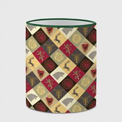 Кружка 3D Лого домов Игра престолов паттерн, цвет: 3D-зеленый кант — фото 2