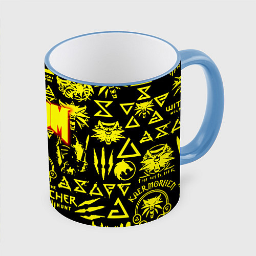 Кружка цветная Doom x Witcher / 3D-Небесно-голубой кант – фото 1