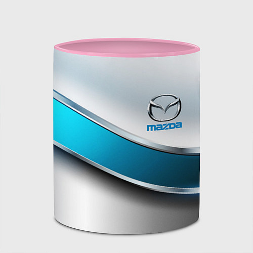 Кружка цветная Mazda geometry auto / 3D-Белый + розовый – фото 2