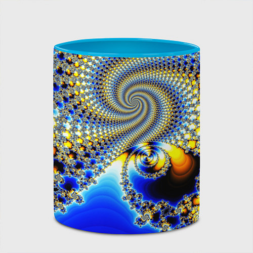 Кружка цветная Фрактальный психоделики узор / 3D-Белый + небесно-голубой – фото 2