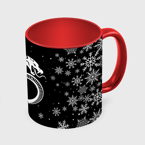 Кружка цветная Инь янь - змеи / 3D-Белый + красный – фото 1