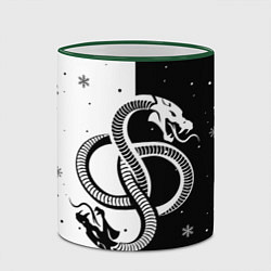 Кружка 3D Инь янь - змеи, цвет: 3D-зеленый кант — фото 2