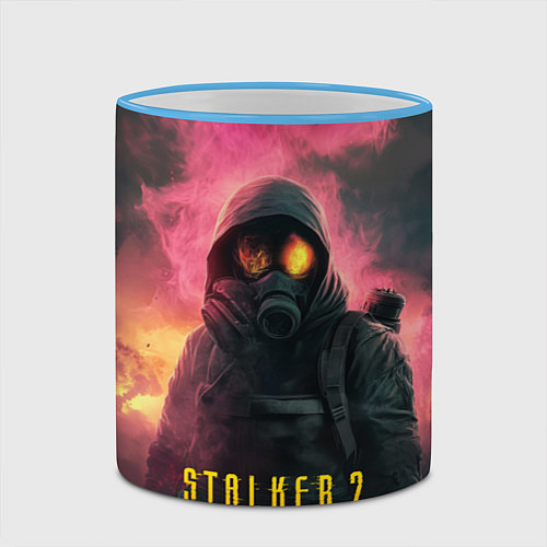Кружка цветная Stalker 2 горящий атомный завод / 3D-Небесно-голубой кант – фото 2