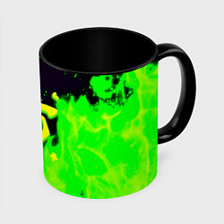 Кружка цветная Doom кислотный огонь лого