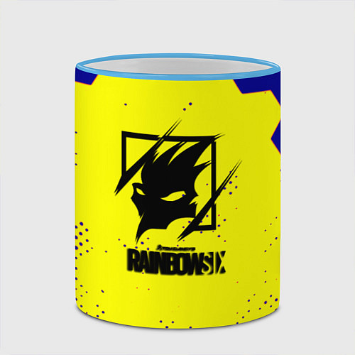 Кружка цветная Rainbow six hexagon steel / 3D-Небесно-голубой кант – фото 2