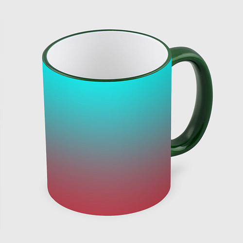 Кружка цветная Абстрактно неоновый градиент / 3D-Зеленый кант – фото 1