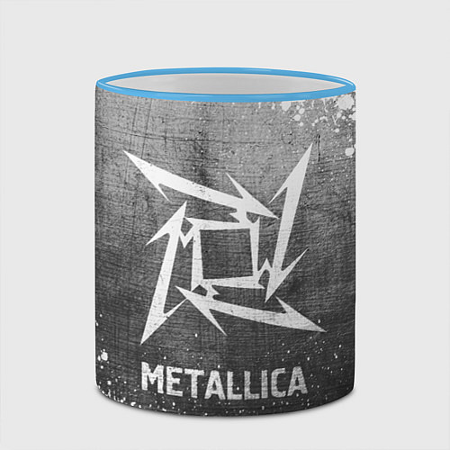 Кружка цветная Metallica - grey gradient / 3D-Небесно-голубой кант – фото 2