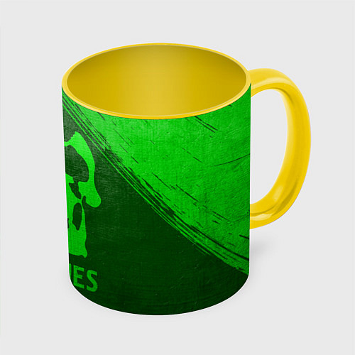 Кружка цветная Deftones - green gradient / 3D-Белый + желтый – фото 1