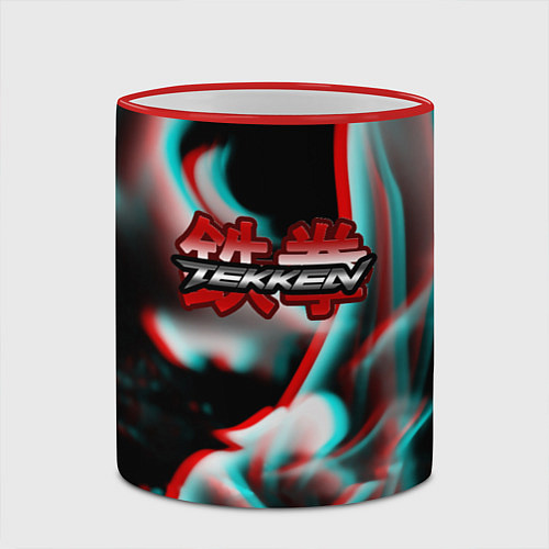 Кружка цветная Tekken fire glitch / 3D-Красный кант – фото 2