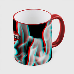 Кружка 3D Tekken fire glitch, цвет: 3D-красный кант