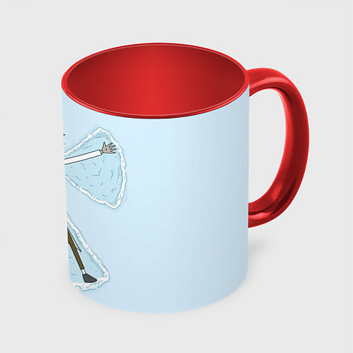 Кружка цветная Рик и Морти снег - бабочка / 3D-Белый + красный – фото 1